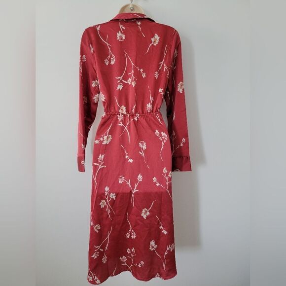 Halogen Faux Wrap Long Sleeve Floral Print Midi Dress NWOT - Picture 5 of 7